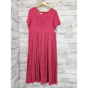 Vintage Real Comfort Womens 12 Embroidered Broomstick Skirt Cottage Dress
